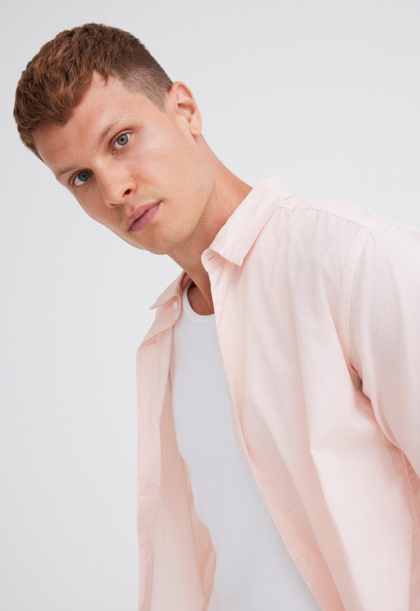 Jac+Jack Folded Collar Cotton Shirt - Powder Rosa Pink